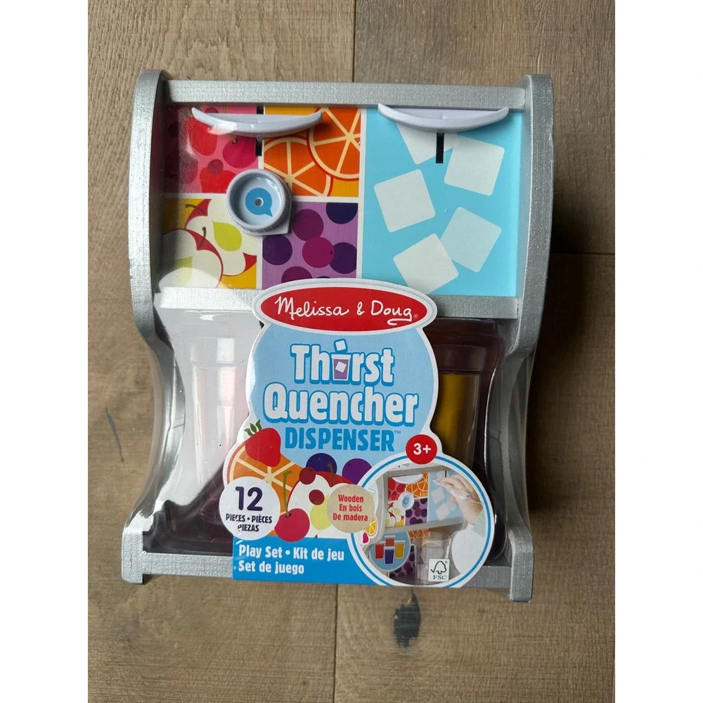 Melissa & Doug Thirst Quencher Dispenser Wooden Play Set 12 Piece Juice Toy 9300